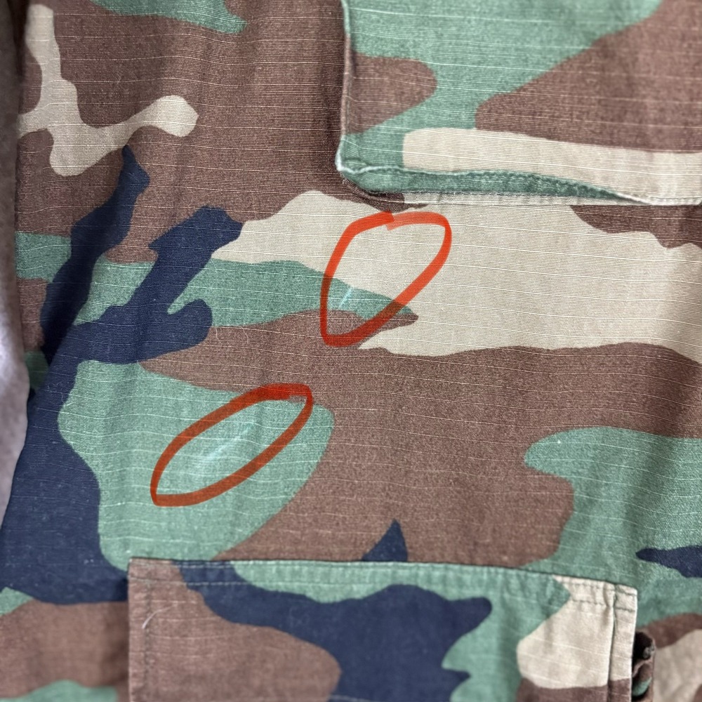Vintage Woodland Camo BDU Coat Large Long 100% Cotton Ripstop Military Jacket - Picture 8 of 13